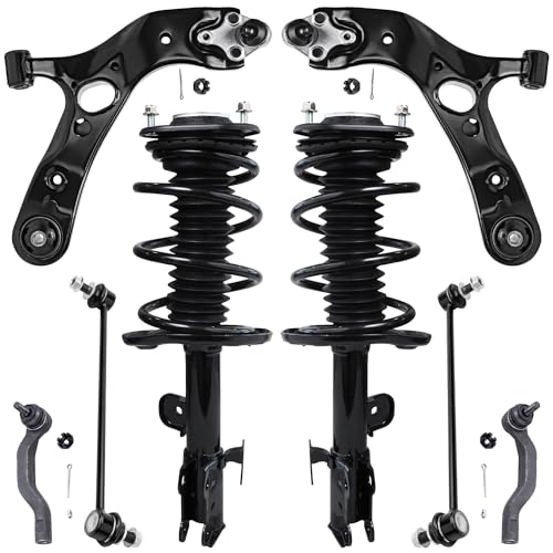Image of Detroit Axle - 2.4L & 2.5L 8pc Front Struts Kit for 06-12 Toyota RAV4, Struts & Coil Spring Lower Control Arms Sway Bars Outer Tie Rods 2006 2007 2008 2009 2010 2011 2012 Replacement Suspension