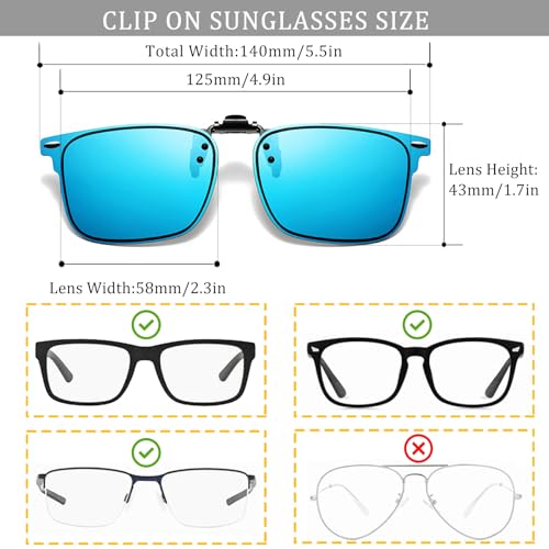 Image of Polarized Clip on Sunglasses over Prescription Glasses Unisex Anti Glare Flip up Design