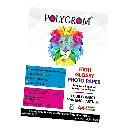 Image of Korean Photo Glossy Inkjet Paper A4 Size - White,Vibrant, Crisp, Smudge Proof, Dry Fast : 210 GSM 50 Sheets