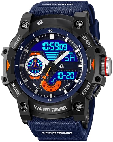 findtime Militäruhr Herren Blau Armbanduhr Analog Digitale...