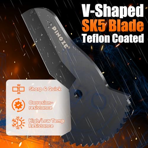 PINOZE PVC Pipe Cutter, 3-Gear Adjustable Cut up to 63mm, Ratchet Pipe Cutter Tool Heavy-Duty for PVC, PPR, PE, PEX, Plastic Hoses & Plumbing Pipes with Teflon Coated SK5 Blade 3 PINOZE PVC Pipe Cutter, 3-Gear Adjustable Cut up to 63mm, Ratchet Pipe Cutter Tool Heavy-Duty for PVC, PPR, PE, PEX, Plastic Hoses & Plumbing Pipes with Teflon Coated SK5 Blade - Image 3