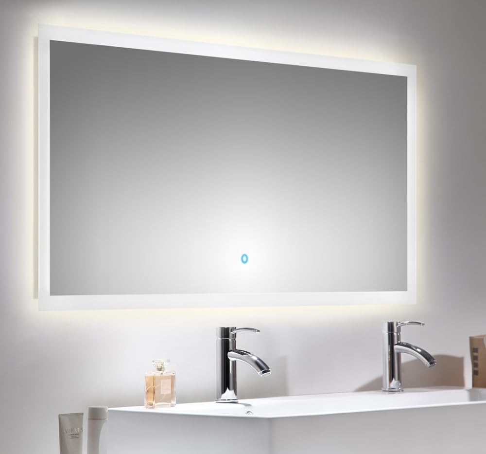 Magnolia Home Badmöbelset Roma XL 4-teilig LED-Spiegel Hochschrank 3er Boxen Farbe Weiss Hochglanz