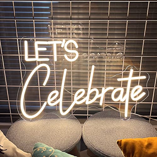 Image of Neon Sign The Celebrate for Wall Decor Custom Light Up Sign Indoor Bedroom Home Decor LED Neon Light Sign Large Backdrop Flex Birthday Wedding Christmas Living Room Business Gift,Warm White 31.5 IN