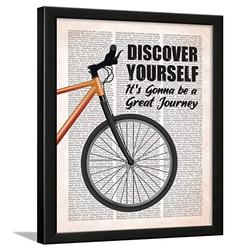 Image of Chaka Chaundh - Motivational Quotes frames - Framed posters - Quotes frames for OFFICE, STUDENT, ENTREPRENEUR - Quotes wall frames - Cycle Posters with frame (Discover Yourself - Vintage Newspaper)