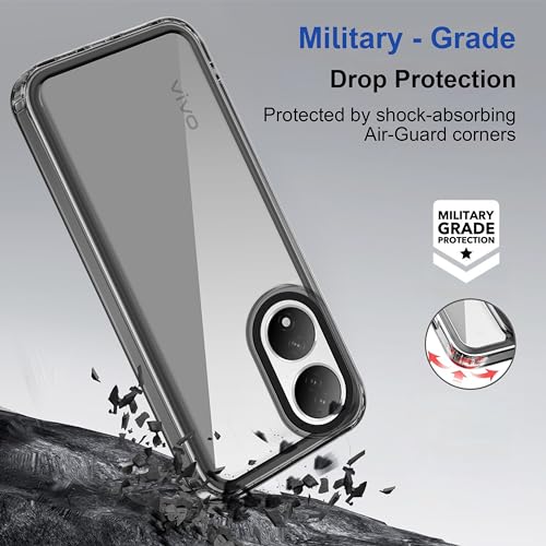 Image of Zapcase Back Case Cover for VIVO Y100A 5G | Compatible for VIVO Y100A 5G Back Cover | Case Cover with Camera Protection | (TPU + PC | Translucent Black)