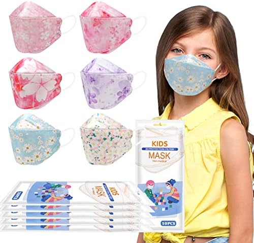 LOGAO【60 Packs Individually Packaged】 of KF94 Disposable Fish Mouth Type Child Safety Four-Layer Protective mask, Kids Disposable Face Masks Comfortable Breathable ,and Protection Rate of 95% ,Suitable for Kids and Small Small Faces