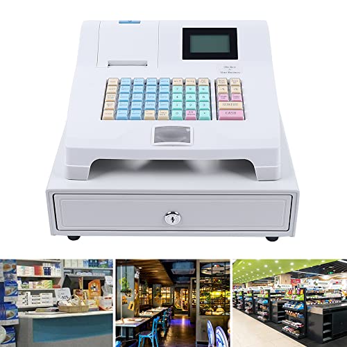 Electronic Sharp Thermal Cash Register Pos 48 Keys Money Register Drawer 8 Digital Led 12V Cash Drawer Sharp Cash Register For Small Businesses White (71-60 Flat Head) #TOP1