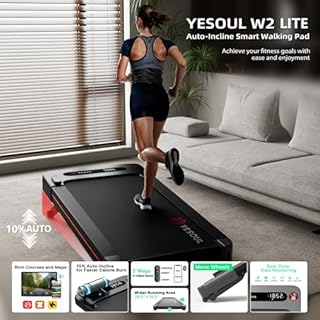Yesoul Walking Pad Treadmill with 10% Auto Incline, Under Desk Treadmill for Home Walking, Hiking & Running, 300lbs Capacity, Smart App Scenic Routes & Live Classes, Remote & LED Display