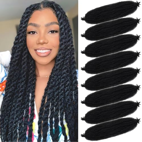 Celie Marley Twist Braiding Hair 8 Packs 18 Inch Pre-Separated Springy Afro Twist Hair Suitable for Damaged Soft Locs Synthetic (18 inches, 1B) Spring Twist Crochet Hair for Black Women Cuban kinky Hair
