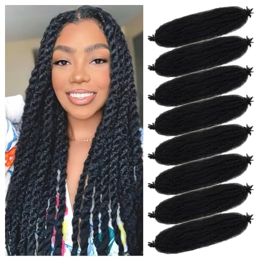 Marley Hair 24 Inch 8 Packs Pre Separated Springy Afro Twist Hair Marley Twist Braiding Hair for Faux Locs Crochet Hair Synthetic Protective Spring Twist Hair Extensions for Women (1b#)
