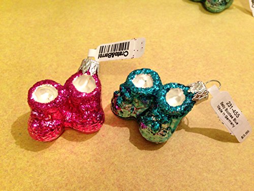Baby Booties Blue and Pink Mini Ornaments