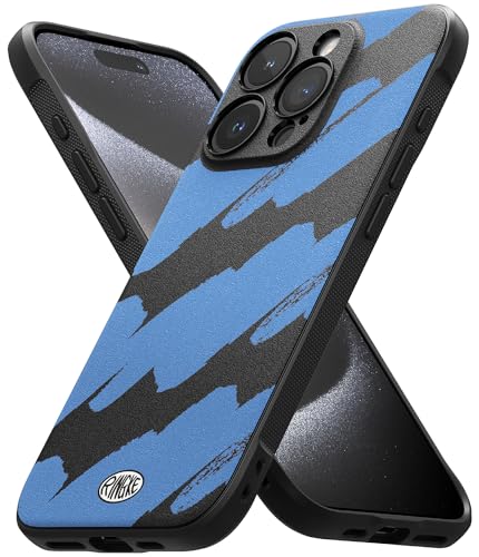 Image of Ringke Onyx Compatible with iPhone 15 Pro Case Cover Rugged Flexible Durable Anti-Slip TPU Protection Shockproof iPhone 15 Pro Back Cover - Blue Brush