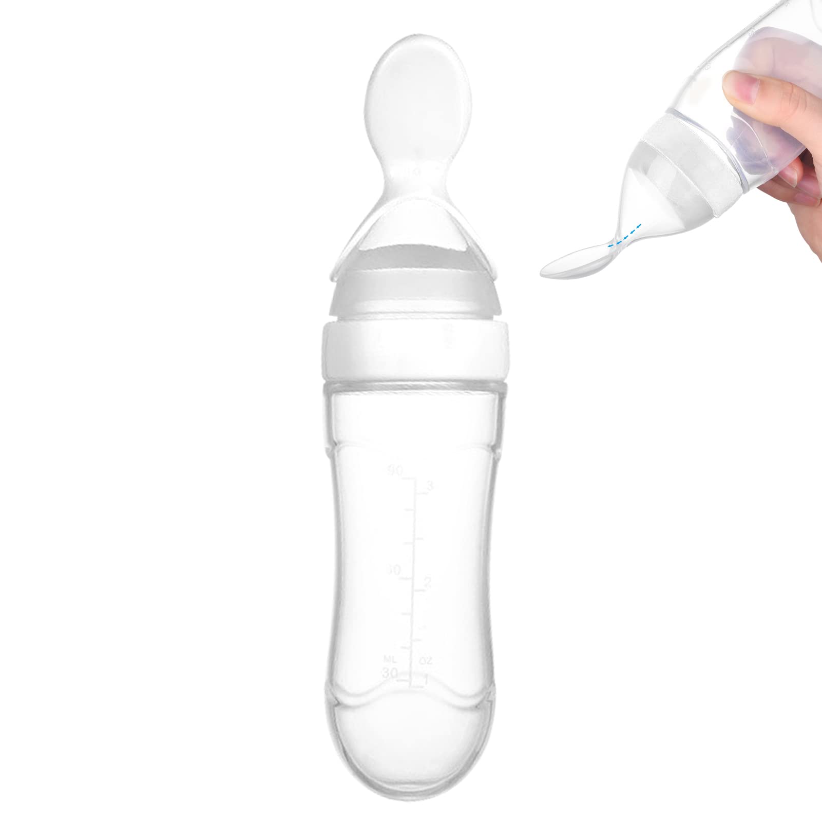 Biberon Avec Cuillère Intégrée - Pour Bébé, Alimentation Céréales Et Purées - Silicone Alimentaire Sans BPA