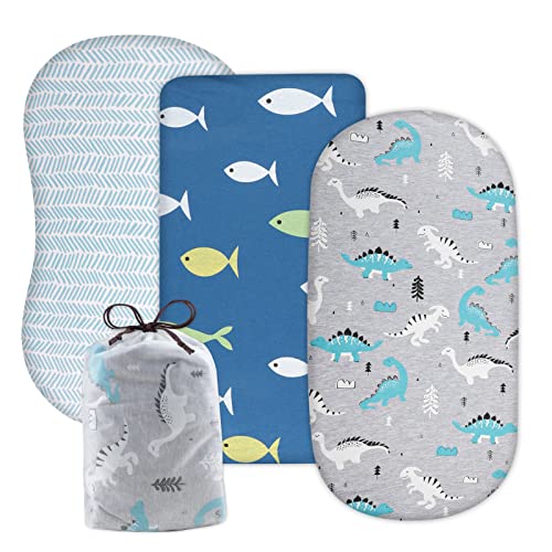 MOEMOE BABY Bassinet Sheet -3 Pack- Bassinet Mattress Cover, Adapt to Rectangle, Oval, or Hourglass Bassinet Pad/Mattress Sheet, 100% Organic Cotton Bassinet Sheet Set for Baby Boys and Girls