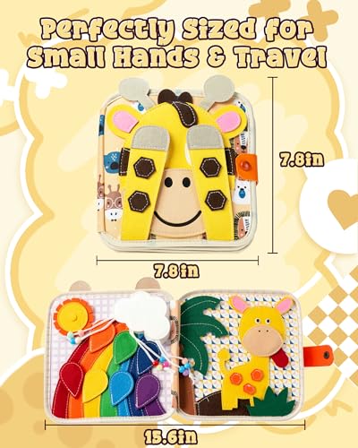 Image of Montessori Busy Book, 8-Page Sensory Activity Toy, Giraffe
