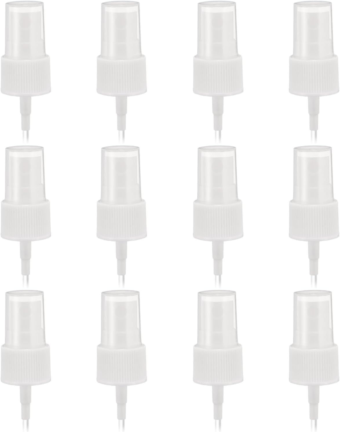 uxcell 12 Pcs White Spray Top, 20/410 Fine Mist Sprayer Reusable Replacement Spray Bottle Pump Stripe Plastic Top for Cosmetic Perfume and Body Sprays Bottle White 20/410