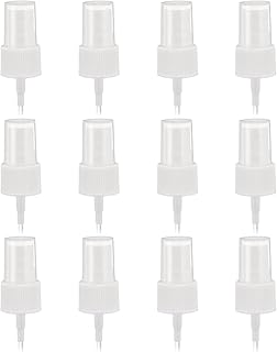 uxcell 12 Pcs White Spray Top, 20/410 Fine Mist Sprayer Reusable Replacement Spray Bottle Pump Stripe Plastic Top for Cosmetic Perfume and Body Sprays Bottle