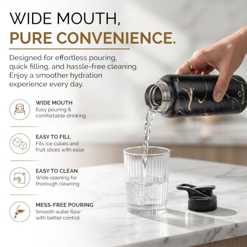 Image of Speedex Stainless Steel Printed Water Bottle 1 Ltr 1000 ml, BIS Approved, Leak Proof Sipper Cap Bottle for Office, School, Travel, Daily Use for Men, Women, Kids, Adults, Gold Mine, Set of 2