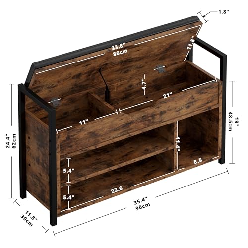 image for IRONCK Shoe Storage Bench, Entryway Bench with Lift Top Storage Box, M