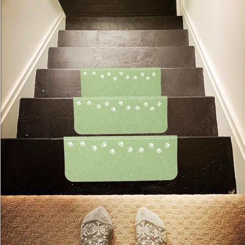 Alfombrillas para escaleras antideslizantes verdes en pack de 3 piezas de fieltro 7