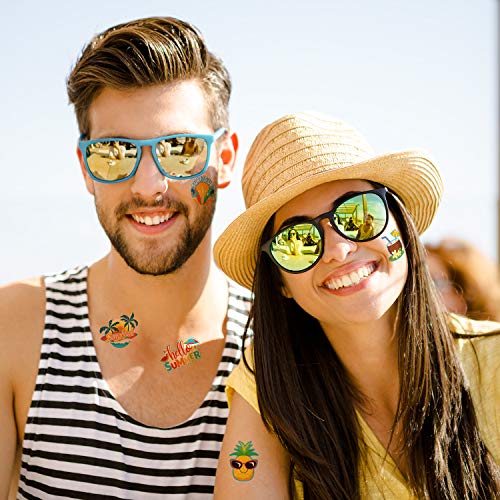 Patelai 144 Pieces Summer Temporary Tattoos for Kids Pool Beach Tattoo Hawaiian Luau Party Favors Tropical Waterproof Stickers for Summer Beach Party Decoration Supplies,9 Styles