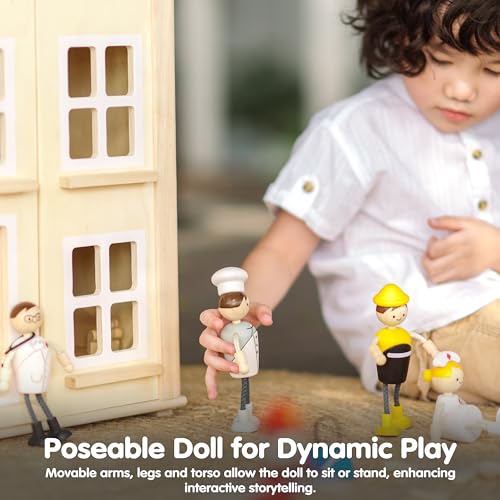 Muñeca Chef de Madera Poseable PlanToys 1:12 miniatura 6