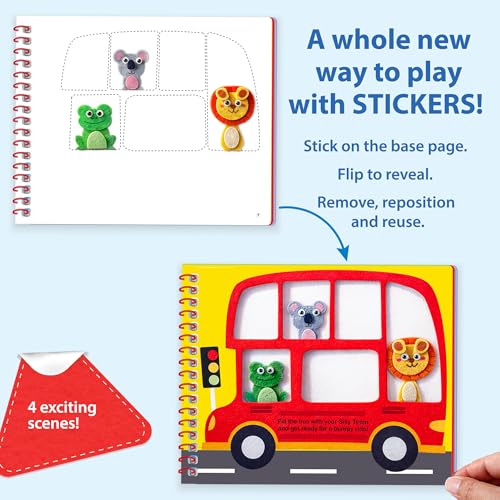 Image of Chalk & Chuckles Fab Felt Sticker Craft Activity Book for Kids Age 4-8 Year | Build 30 Reusable Felt Animals Stickers, Fine Motor Skills, Storytelling Play, Mess-Free Art, Preschool Birthday Gift 3+ Year