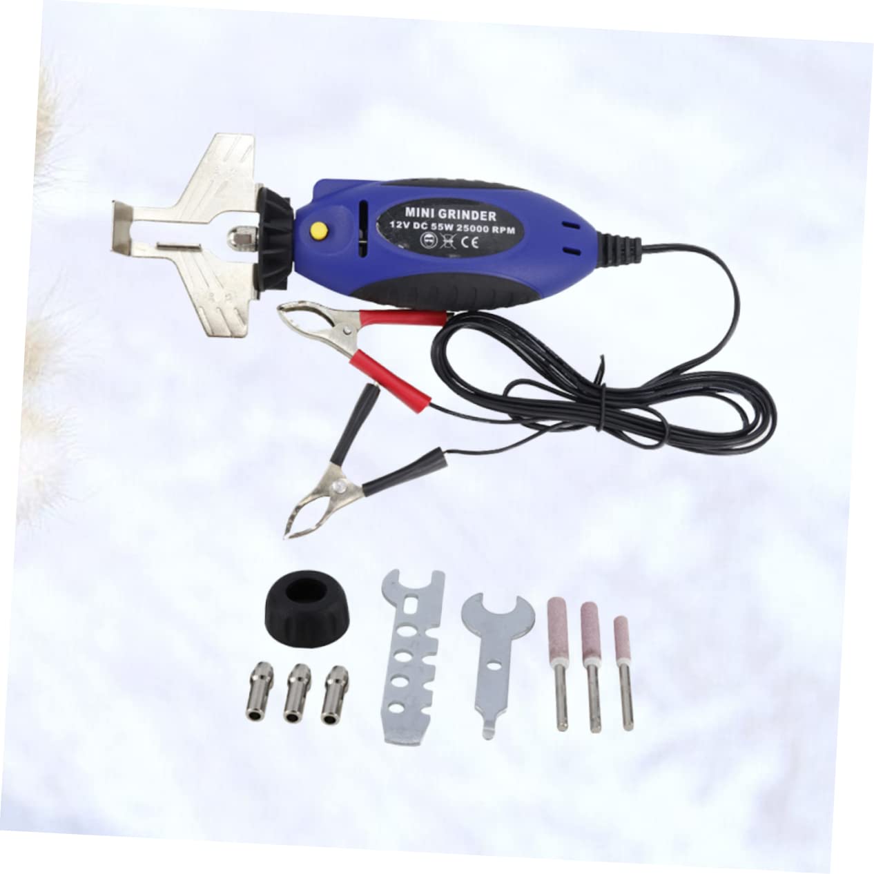 Kisangel 12v Máquina De Afilar Cadenas Eléctrica De Herramienta Manual De Afilado Diseño Ergonómico y Fácil De Usar Incluye Piedra De Afilar y Llave Color Azul Para Mantenimiento De