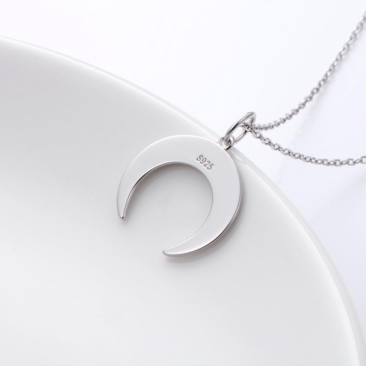 Alphm S925 Sterling Silver Crescent Moon Choker Short Dainty Pendant Necklace for Women Jewelry - Image 5