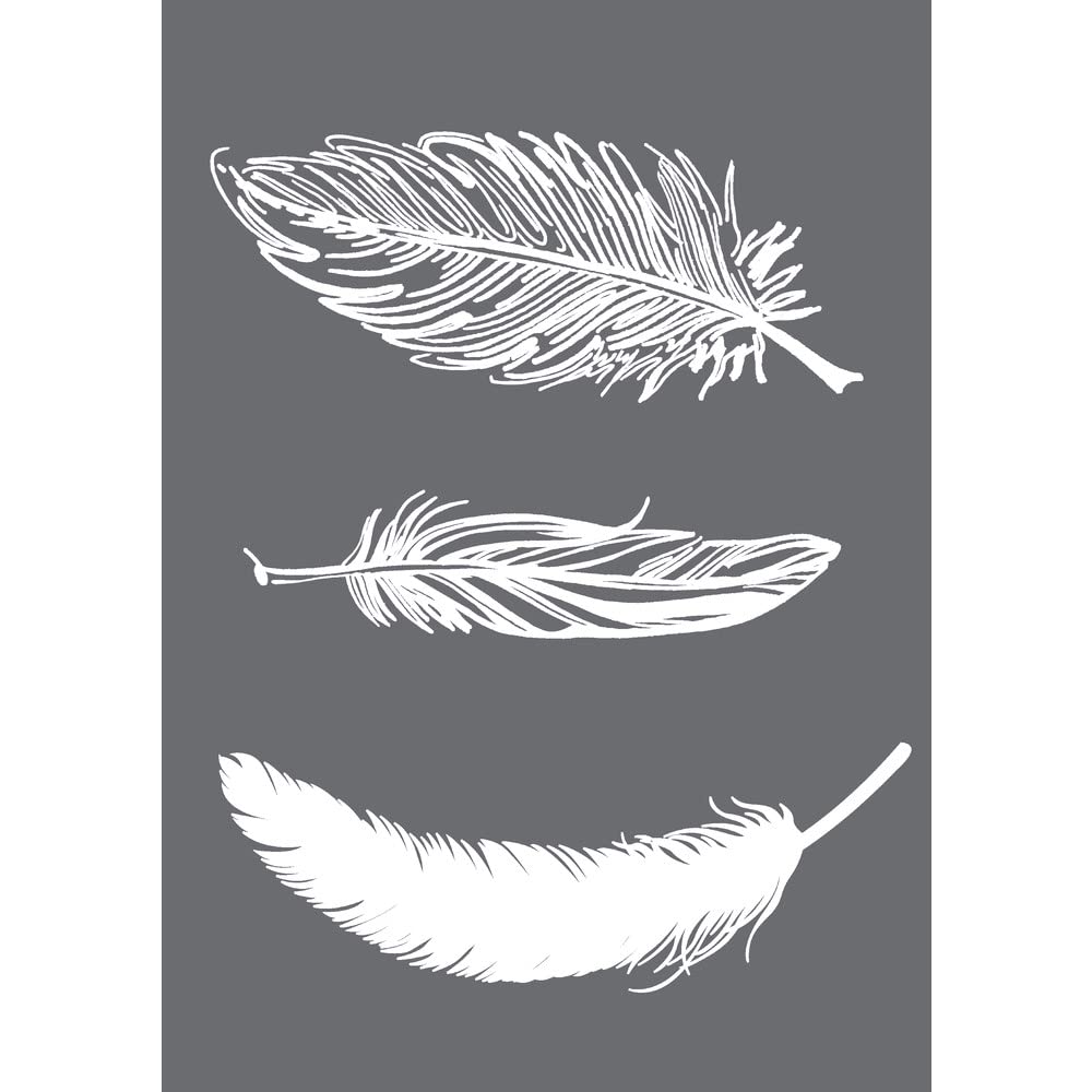 Rayher 4504000 adhesive Silkscreen, reusable Silk Screen Stencil, Feathers