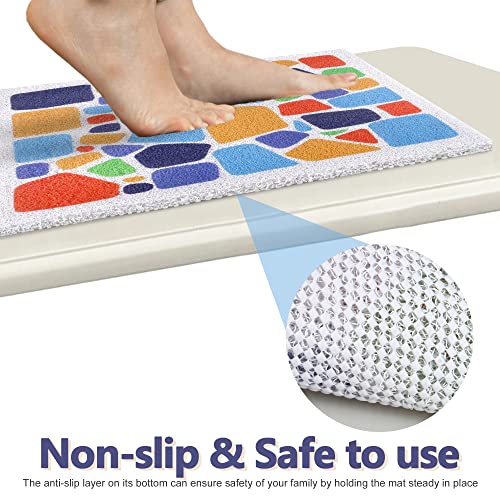 Darhoo Shower Mat Non Slip, 24 X 24 Inches Square Shower Floor Mats For Inside Showers, Pvc Loofah Shower Bath Mat With Drainage Holes, Quick Dry Shower Anti Slip Stall Bathmat For Bathroom, Elderly #TOP4