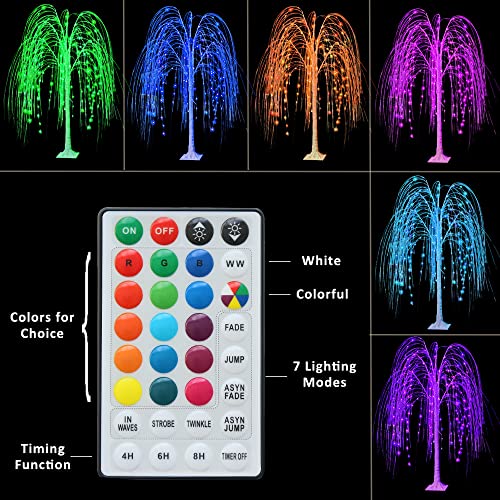 Pooqla 240 Led 5Ft Colorful Lighted Willow Tree, Rgb Led Tree With Remote, Willow Tree With Multicolored White String Lights For Indoor Outdoor Christmas Party Home Wedding Decor #TOP4