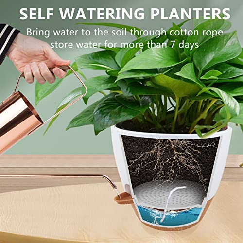 Chinglak 10 Inch Hanging Planters For Indoor Outdoor Plants, 2 Pack Self Watering Hanging Plant Pots With Drainage Holes And Removable Tray Flower Pot For Garden Home (White) #TOP4