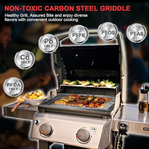 Image of Spirit E-325 Flat Top Griddle Insert for Weber GS4 Spirit II & I 200 Grills, Full Size Griddle Plate for Weber Spirit E-210 S210 E-220 S-220 S-210 S-215 Grill Parts, for Weber 7637 Grates Carbon Steel