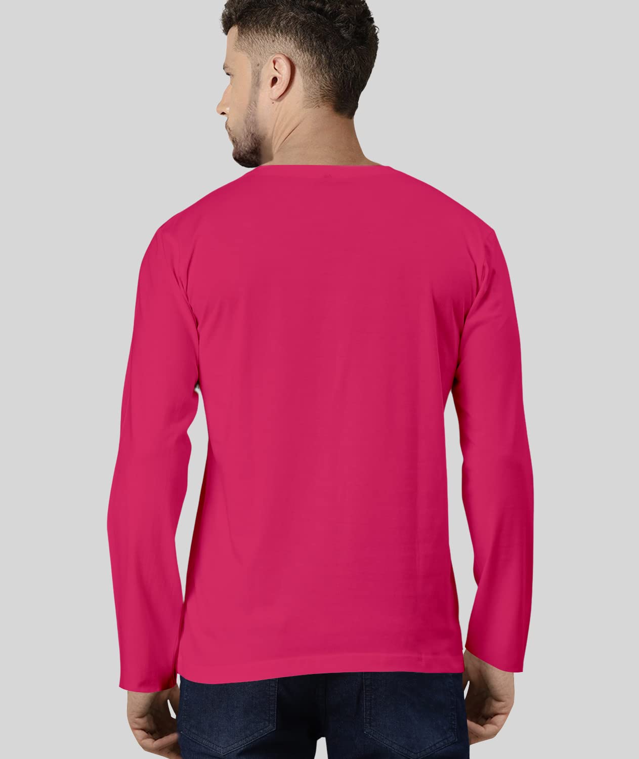 TVP Fashions Premium Plain Men V Neck Full Sleeves Festive,Offer,Discount,Sale,Limited Edition, Trendy, Trending Tees and Tshirts. (DarkPink_Large) 2