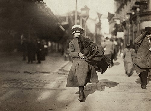 Hine Home Industry 1912 Na Young Girl Carrying A Bundle Of Coats For Home-Work Near Astor Place In New York City Photograph By Lewis Hine February 1912 Poster Print by (24 x 36)
