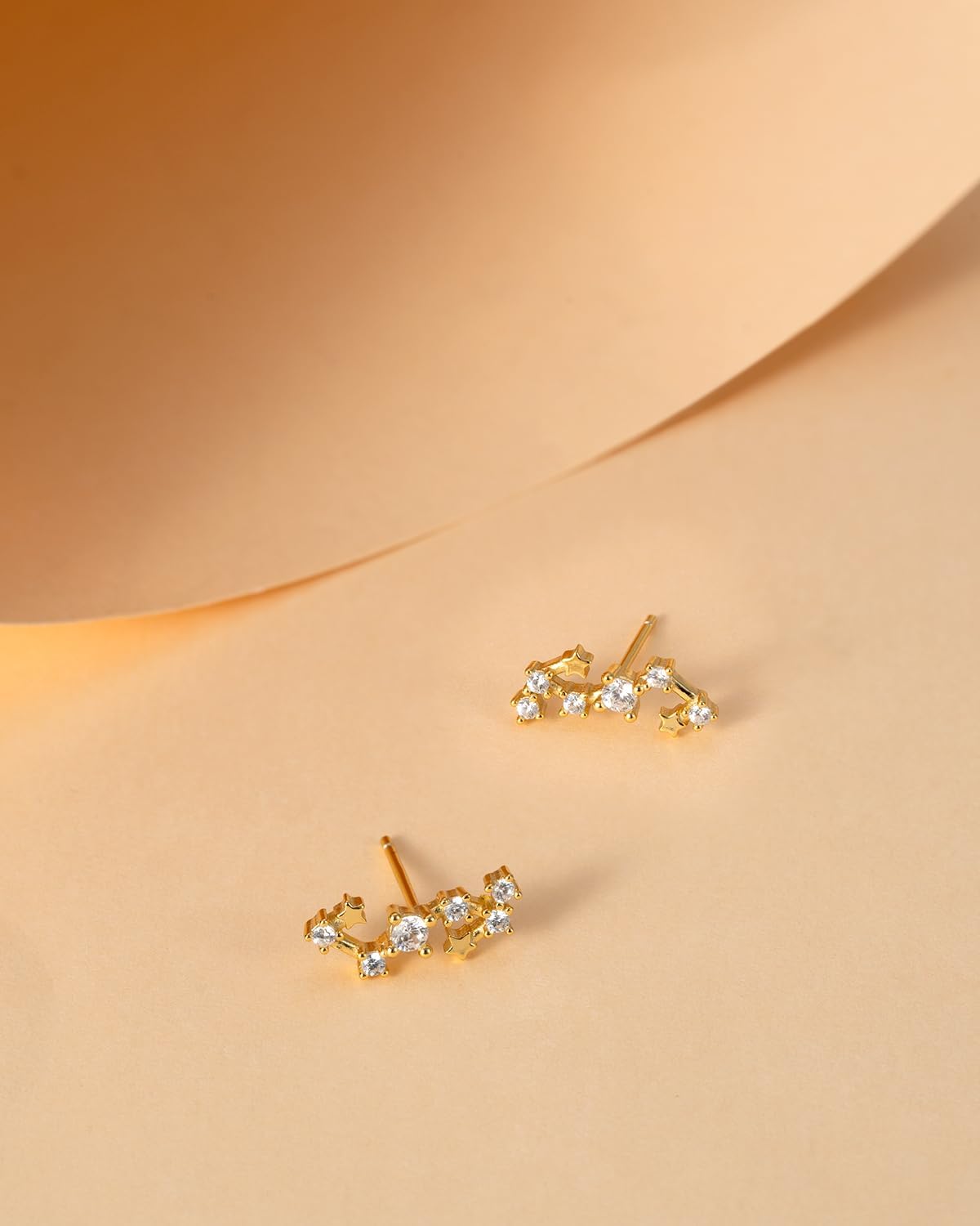 925 Sterling Silver Constellation Post Earrings for Women, 18K Gold Plated Zodiac Stud Earrings, Personalized Horoscope Celestial Jewelry Birthday Christmas Gifts for Women Wife Girlfriend