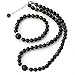 Produktbild TreasureBay Schmuck-Set mit Halskette und Armband, Obsidian, rund, 812 mm
