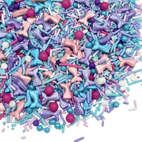 Image of Manvscakes Sprinkles- Edible Cake and Cupcake Sprinkles with Assorted Shapes and Sizes for Parties, Metallic Sprinkle Mix for Cookies, Ice Cream, Cake and Cupcake Decorating, 4 oz (Mermaid)