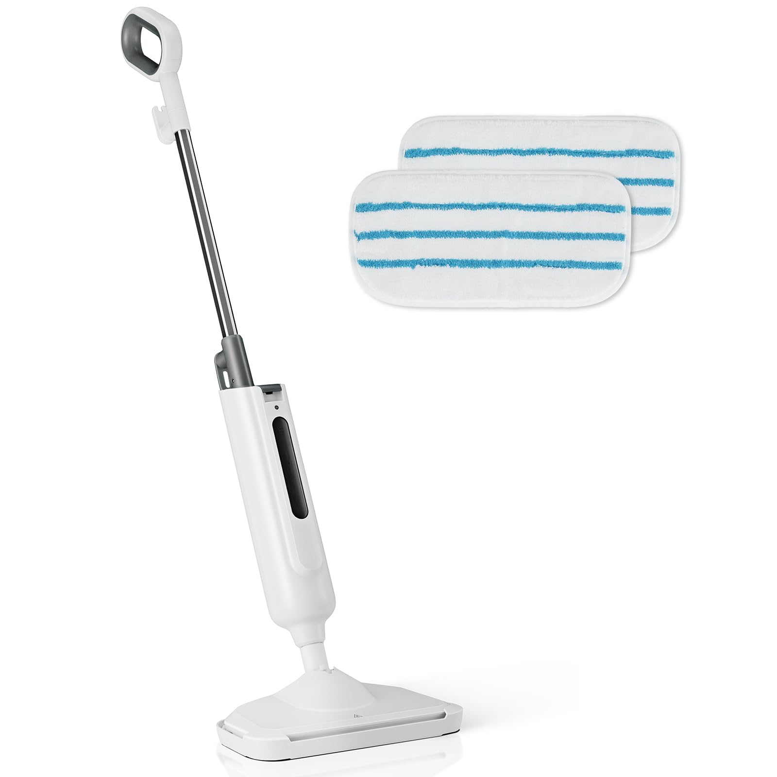 Sweetcrispy Steam Mop for Floor Cleaning,Lightweight Floor Steamer Cleaner for Hardwood/Tile/Laminate Floors Carpet, 30 Seconds Fast Heating, 2 Washable Pad,White and Grey