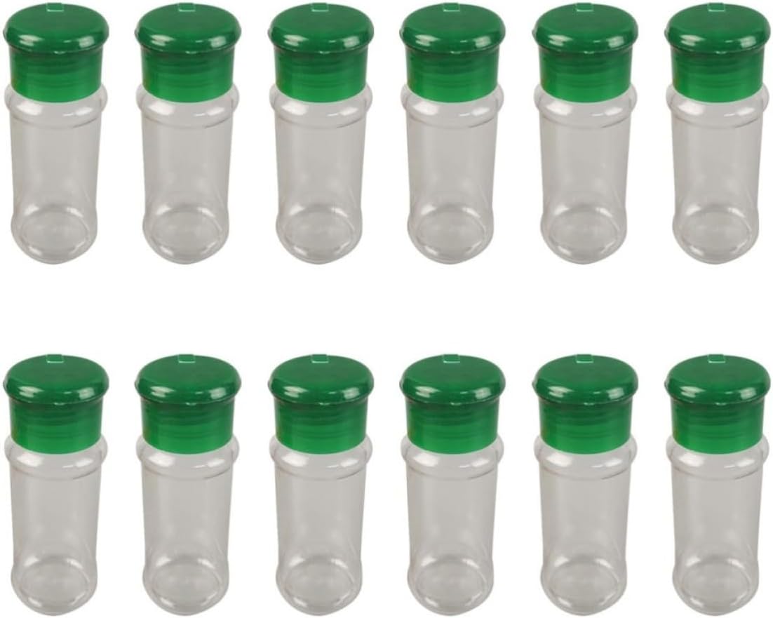 24pcs Plastic Seasoning Bottle Green Pepper Shaker, PET