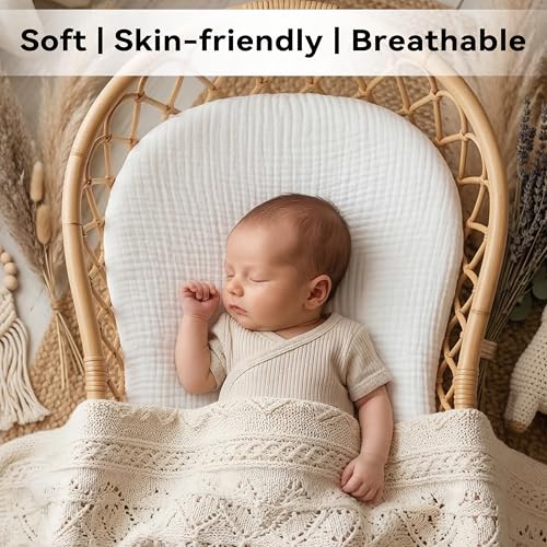 Image of Muslin Bassinet Sheet Compatible with Halo BassiNest Swivel Sleeper - 100% Cotton Hourglass & Peanut Shape Mattress Pad Cover (30 inchx18 inch), Breathable & Soft, Boho (1 Pack White)