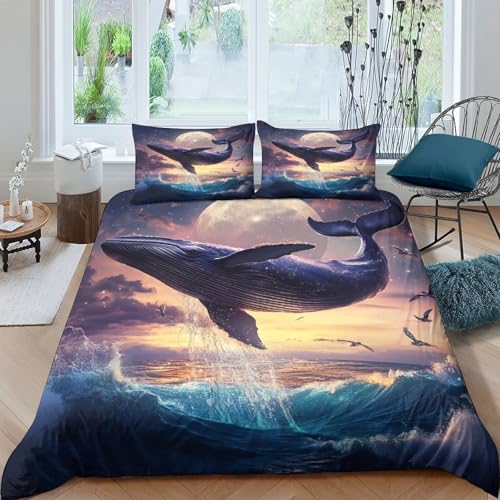 Housse de couette 3D imprimé baleine résistante en microfibre premium 220x240
