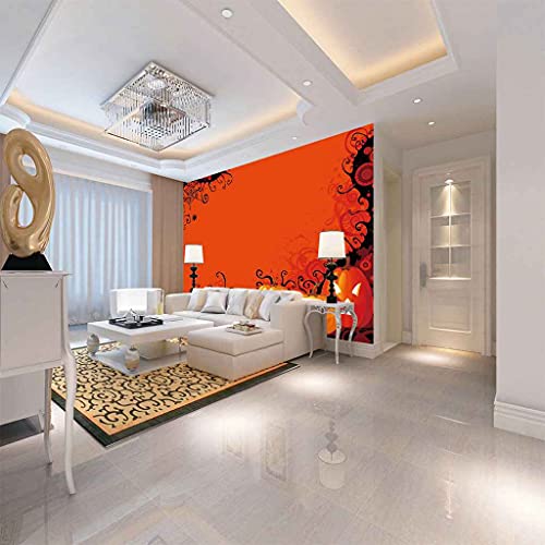 Papier peint canevas 3D Halloween orange 300x210 cm auto-adhésif pour salon