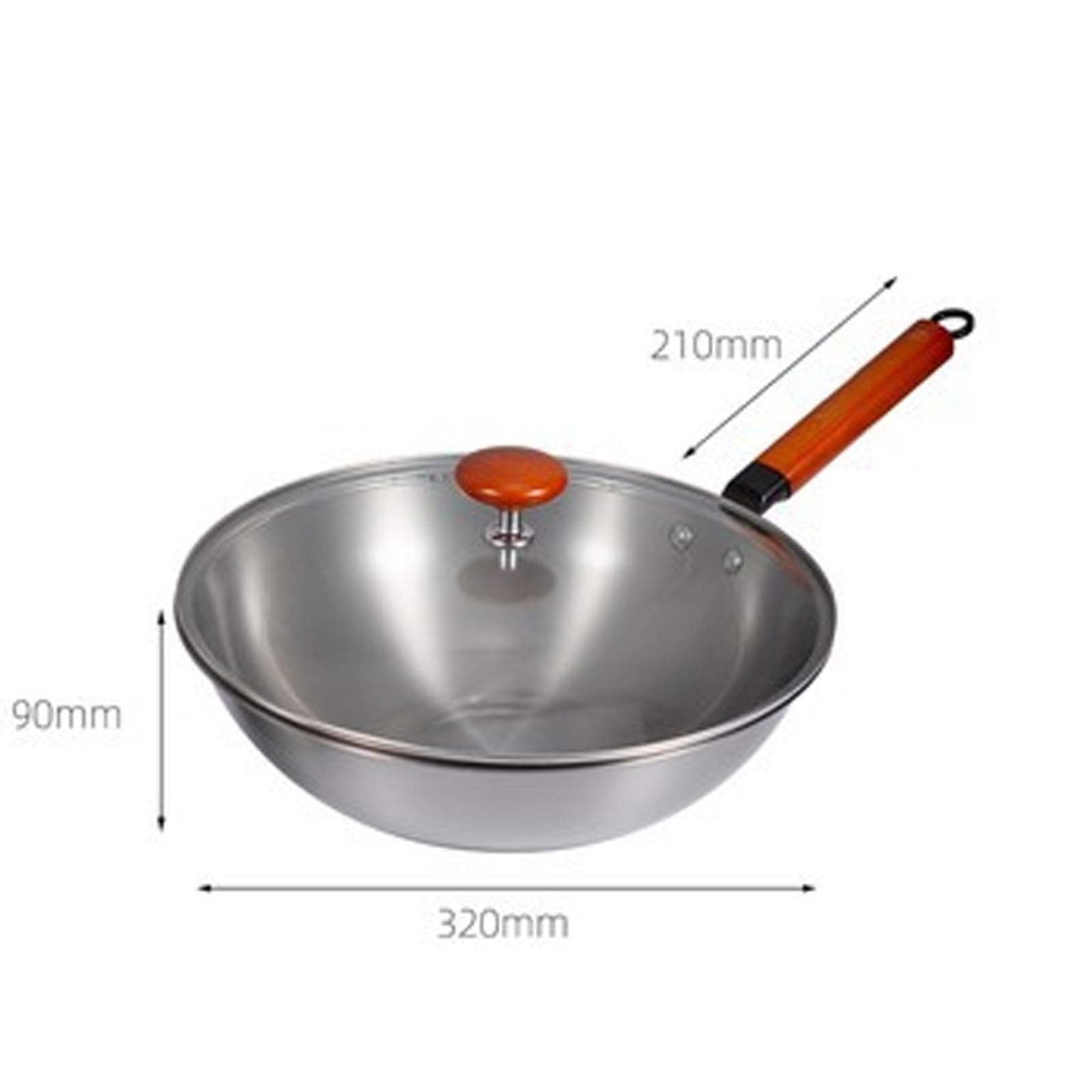 Sartenes Wok Con Tapa, Sartén Grande De Aleación De Titanio, Woks Para Freír De Cocción Por Inducción Sin Recubrimiento Químico, Agarre Cómodo, Duradero Y Resistente A Los Arañazos, Para Inducción, E