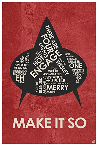 Star Trek. Captain Picard, Make It So Giclee Art Print Poster from Typography Drawing by Pop Artist Stephen P. 12