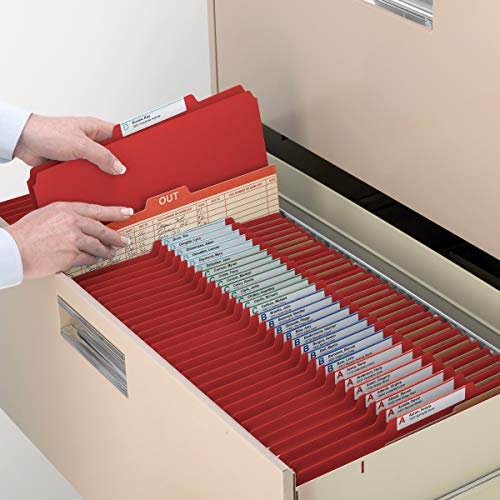 Smead Pressboard Klassifizierungsmappe mit SafeSHIELD-Verschlüssen, 2 Trennblätter, 5,1 cm Erweiterung, Briefgröße, Hellrot, 10 Stück pro Box (14031)