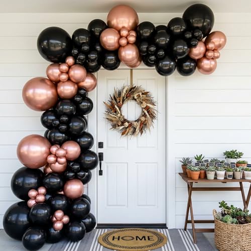 Image of RUBFAC 135pcs Rose Gold Balloons Different Sizes 18 12 10 5 Inches, Latex Balloon Garland Arch Kit for Birthday Party Valentine's Day Baby Shower Graduation Wedding Holiday Decoration