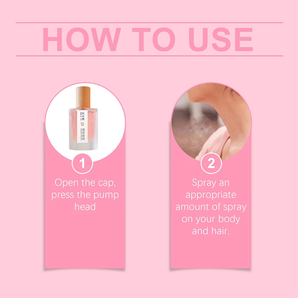 Peach Scented Fragrance Spray, Feng Mu Jin Smoky Peach Perfume 50ML, Long Lasting Refresh Fruit Woody Floral Fragrance Perfumes for Women (): 1