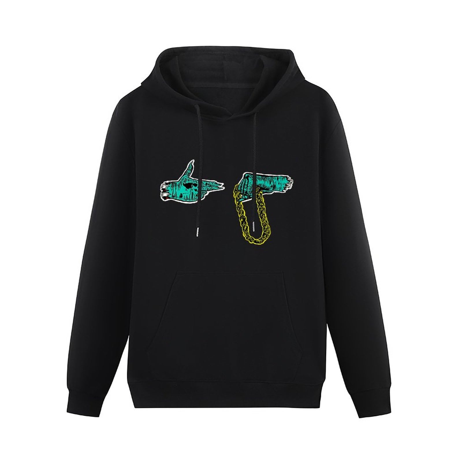 BMBO New Run The Jewel Us Logo Hoody Unisex Ptinted Hoodies Long Sleeve Men's Hooded with Pocket Black L